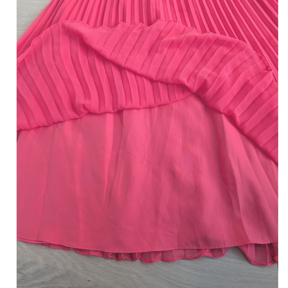 Asos Women's Coral Pleated Lace Bodice Short Sleeve Midi Dress Us 2 - Picture 10 of 12